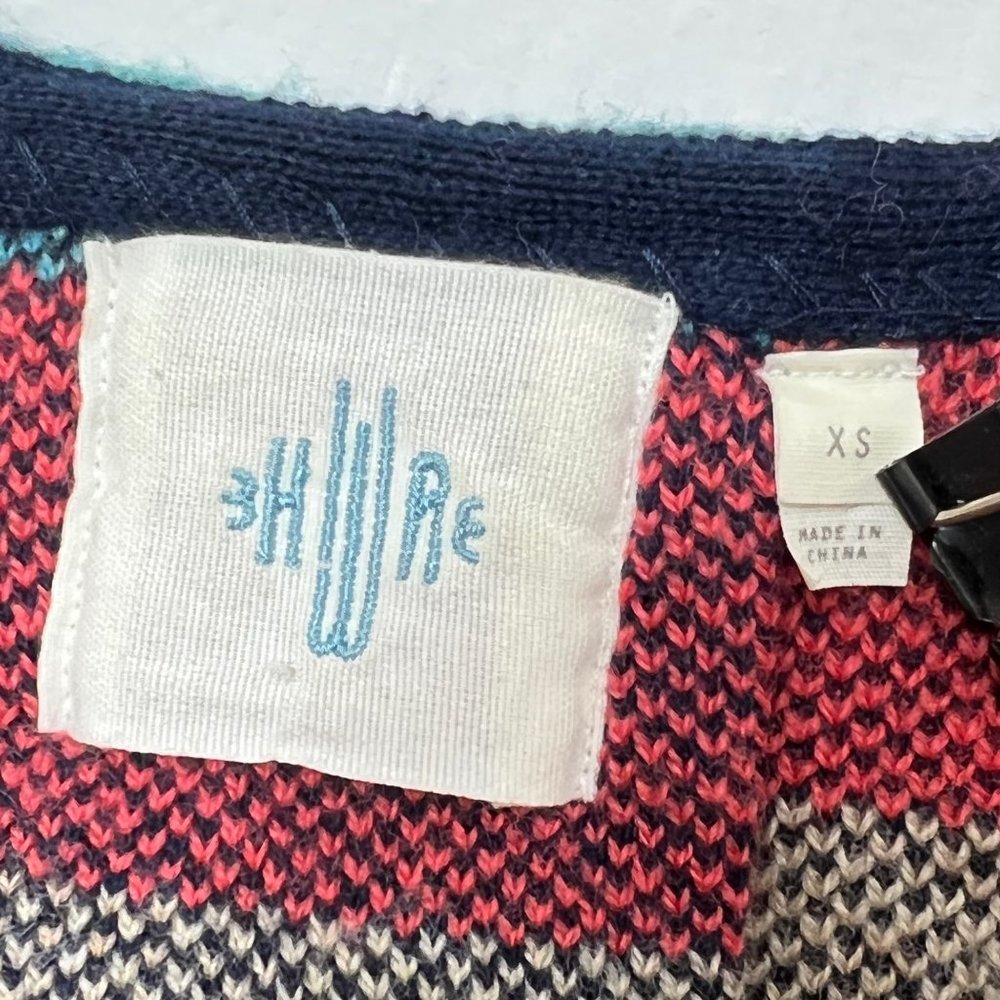 HWR Monogram Cardigan X Small Plaid Zip Up Swing Sweater Jacket Pockets Red Blue - Picture 9 of 13